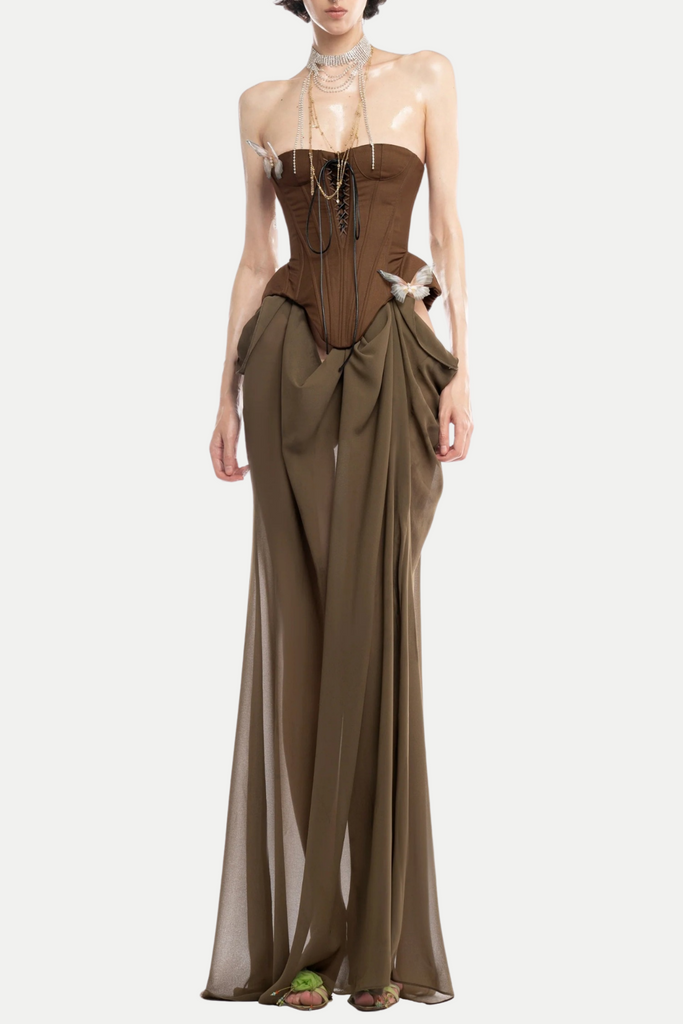 Lillie Butterfly Corset Mesh Maxi Dress - Stylish beautiful dress for special occasions | Buy Online