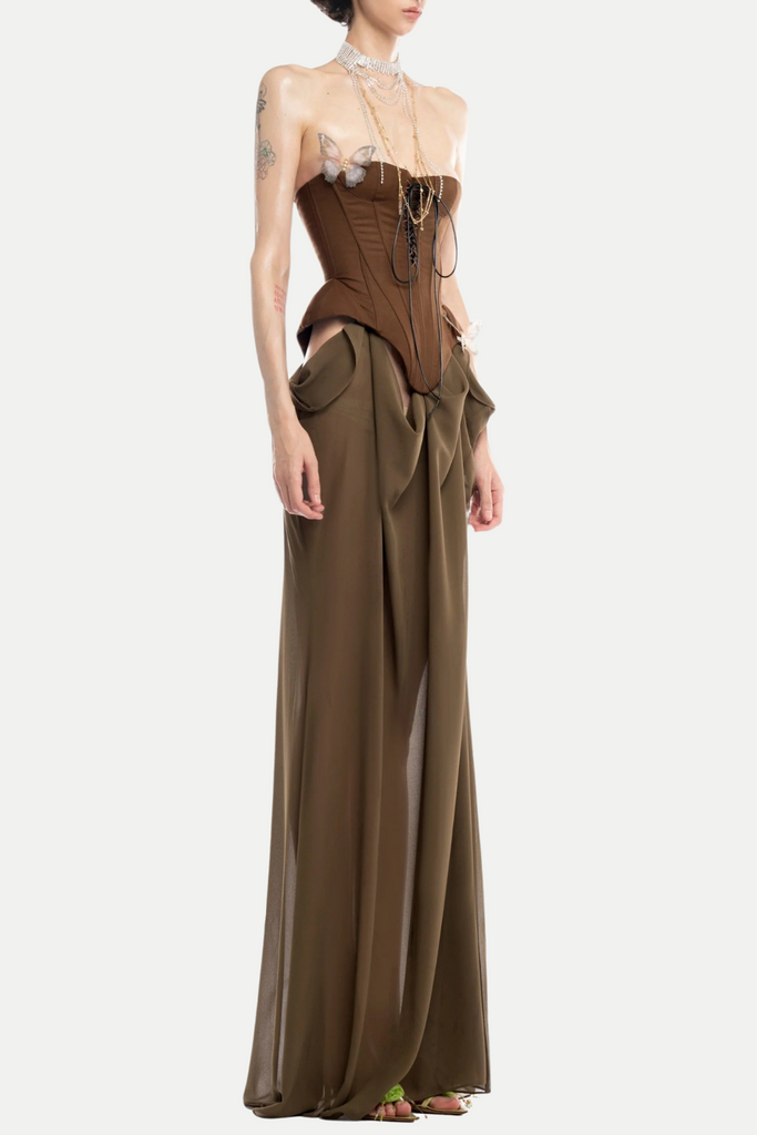 Lillie Butterfly Corset Mesh Maxi Dress - Stylish beautiful dress for special occasions | Buy Online