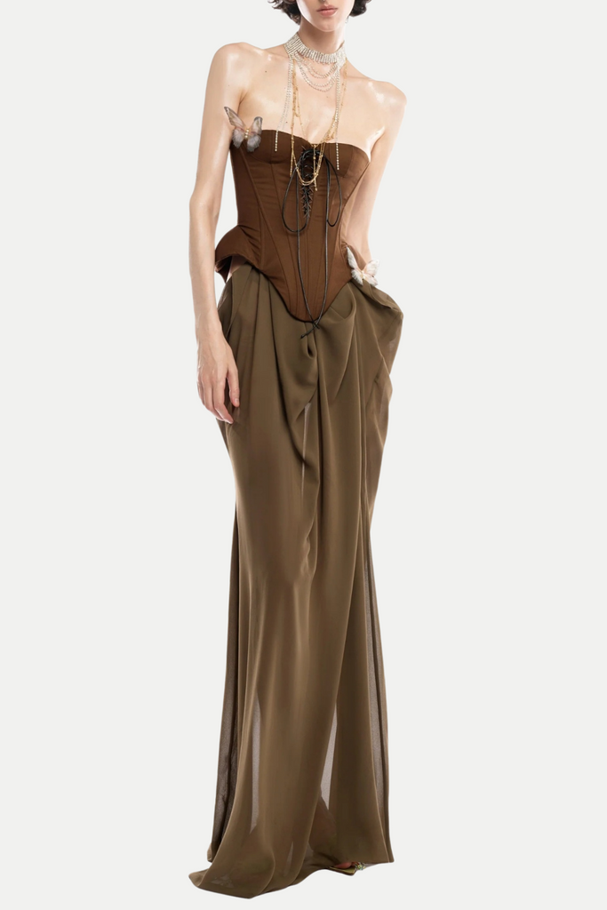 Shop  beautiful dress - Perfect for special occasions | Lillie Butterfly Corset Mesh Maxi Dress