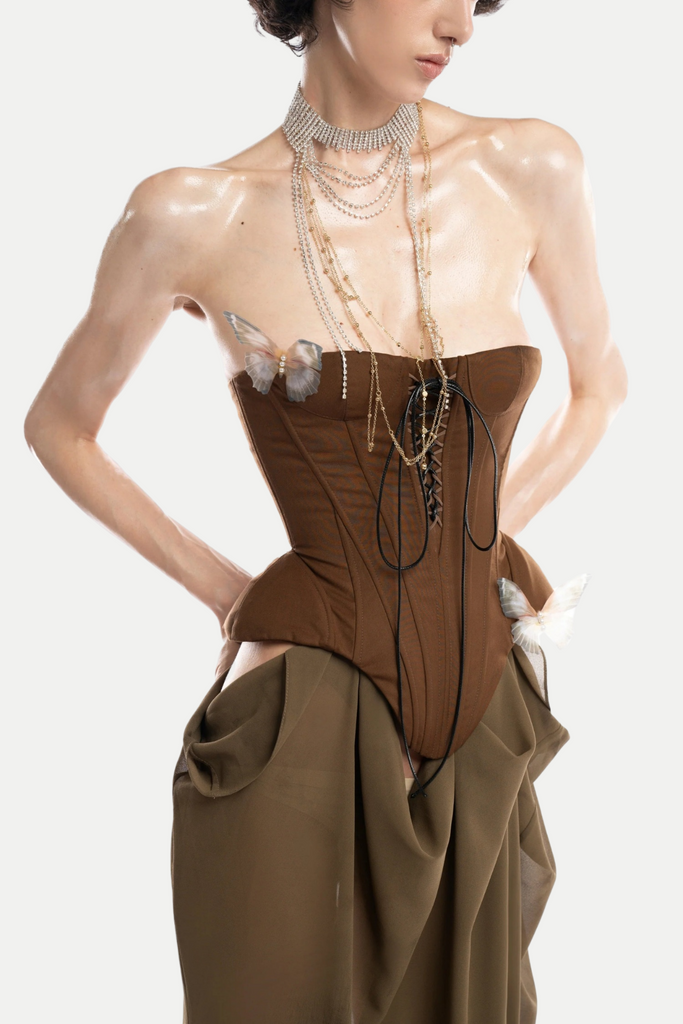 Stylish beautiful dress | Lillie Butterfly Corset Mesh Maxi Dress - Ideal for special occasions