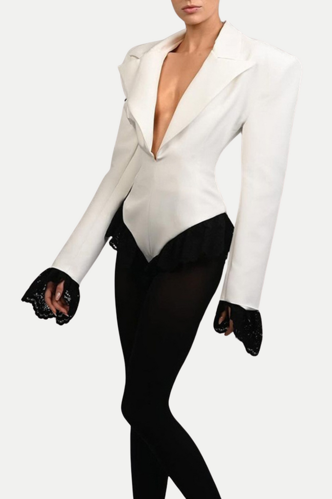 Stylish white dress | Sabah Lace Romper - White - Ideal for special occasions