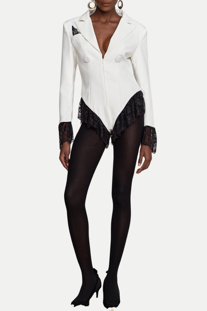 Sabah Lace Romper - White - Stylish white dress for special occasions | Buy Online