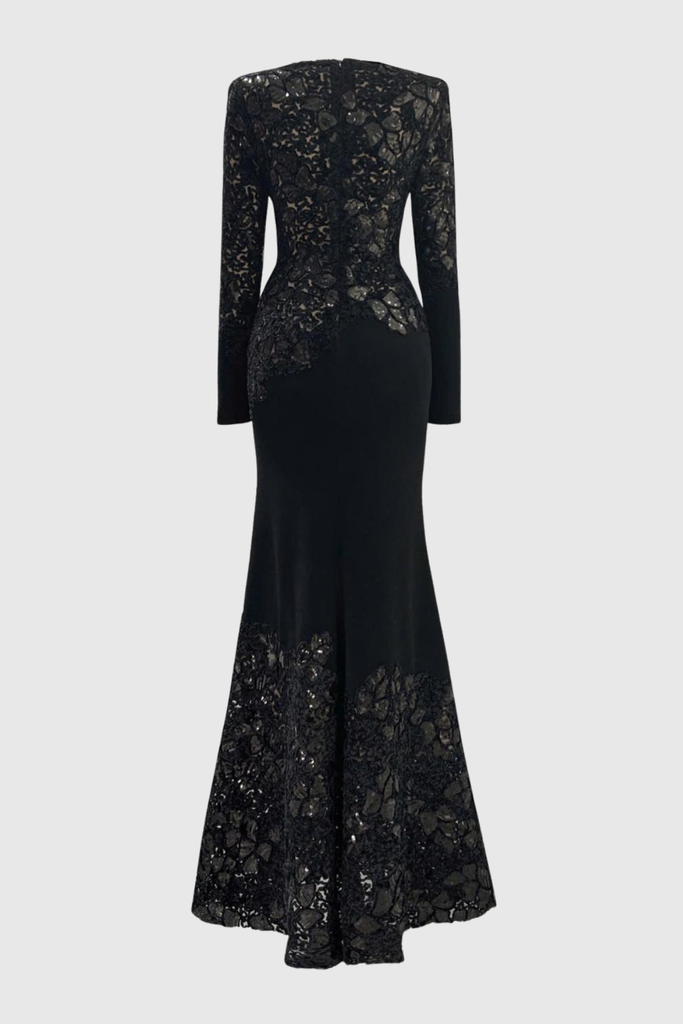 Shop  black dress - Perfect for special occasions | polly Lace Sequin Satin Maxi Dress - Black