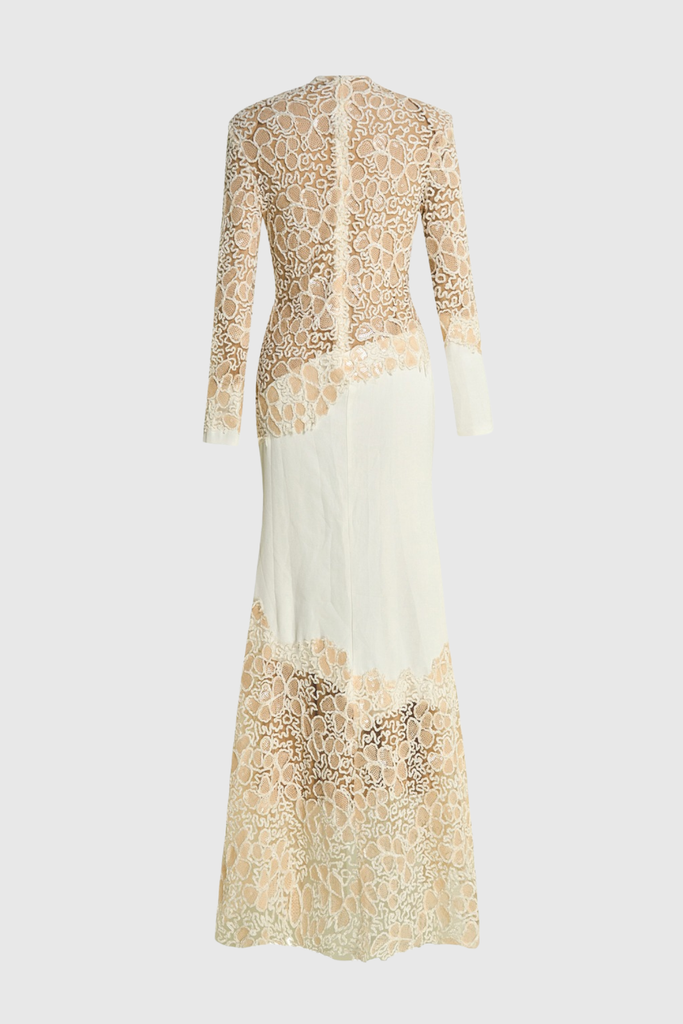 Shop  white dress - Perfect for special occasions | quintina Lace Sequin Satin Maxi Dress - White