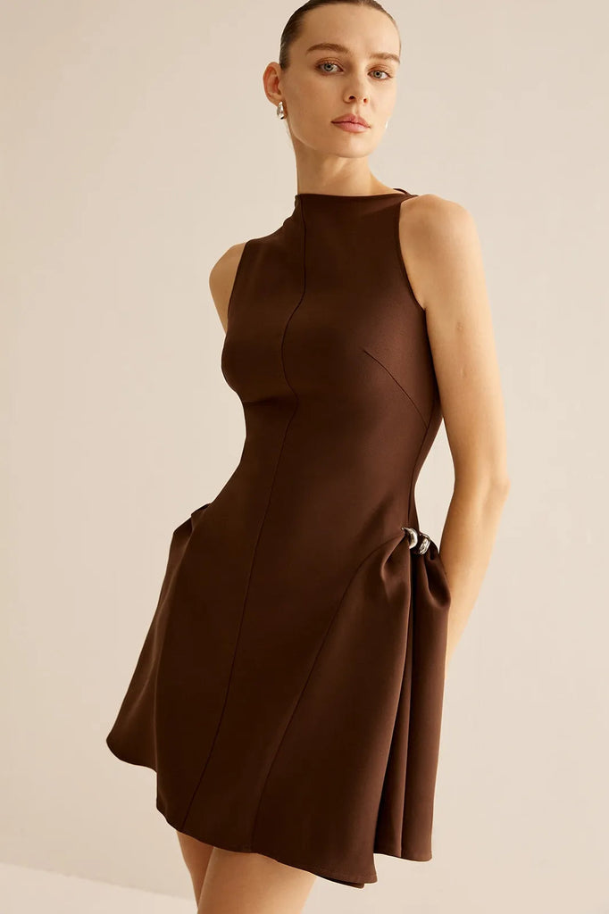 Asymmetrical Flared Mini Dress - Stylish red dress for special occasions | Buy Online