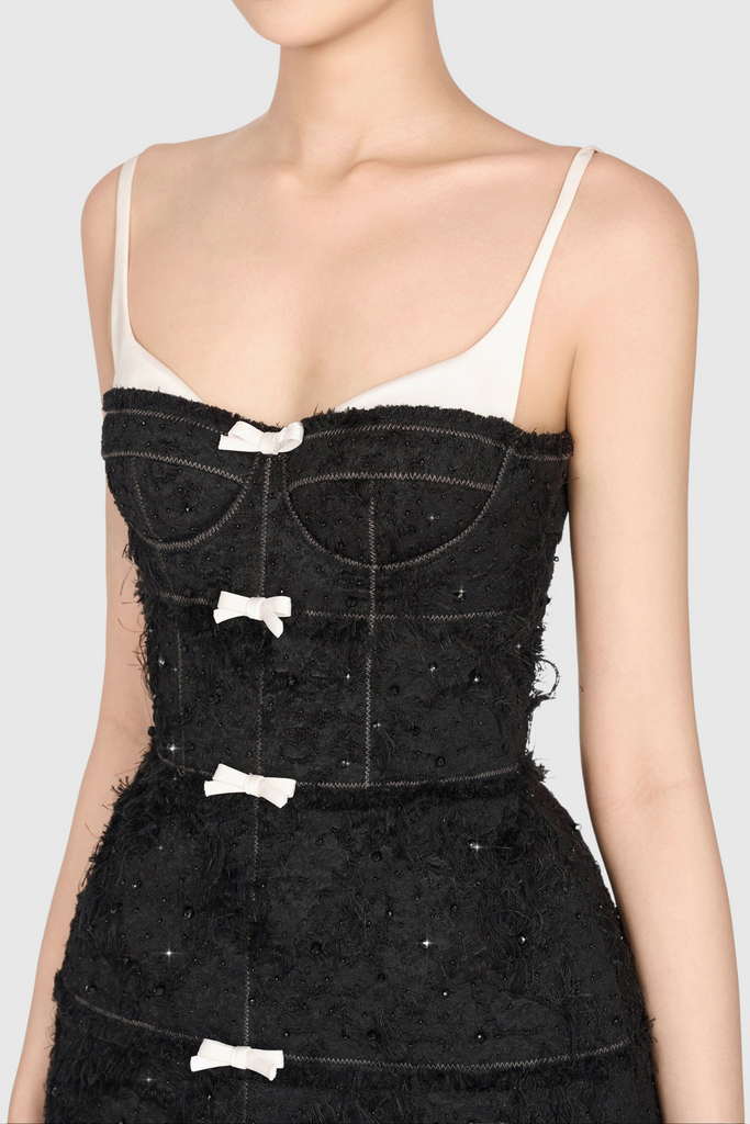 Shop  black dress - Perfect for special occasions | Santos Jacquard Beaded Cape - Black