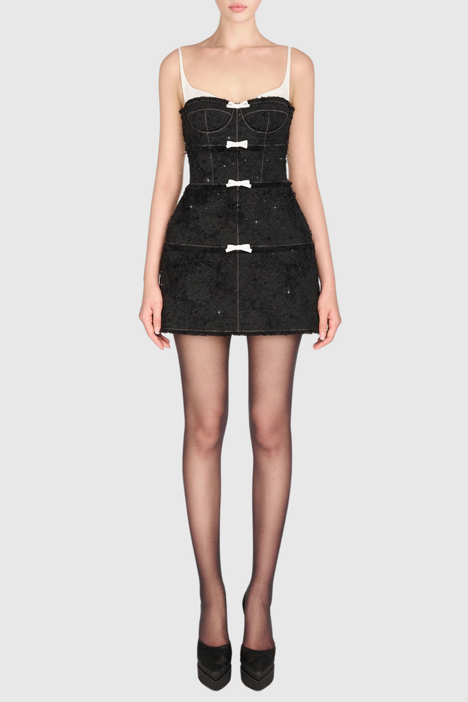 Stylish black dress | Santos Jacquard Beaded Cape - Black - Ideal for special occasions