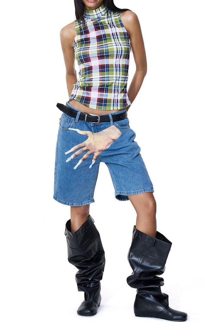 Shop  beautiful dress - Perfect for special occasions | Sarai Printed Denim Shorts