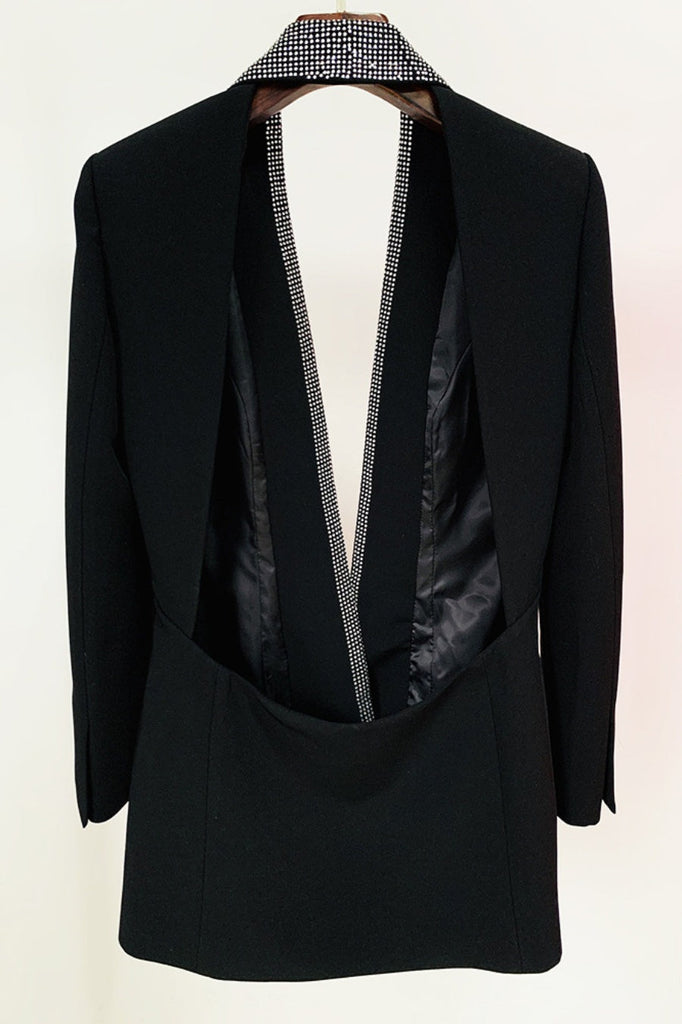Scarlett Crystal Embellished Cutout Blazer Dress - Black - Stylish black dress for special occasions | Buy Online