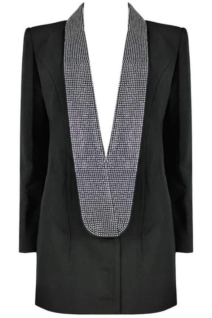 Scarlett Crystal Embellished Cutout Blazer Dress - Black - Stylish black dress for special occasions | Buy Online