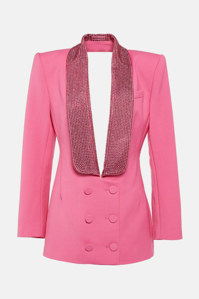 Stylish pink dress | Scarlett Crystal Embellished Cutout Blazer Dress - Pink - Ideal for special occasions