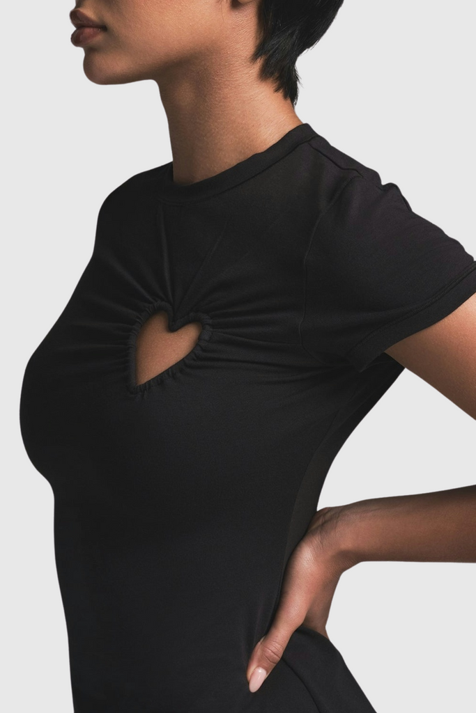 Shop  black dress - Perfect for special occasions | Shalita Heart Mini Dress - Black