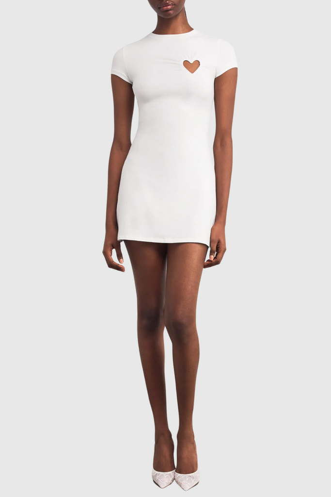 Stylish white dress | Shalita Heart Mini Dress - White - Ideal for special occasions