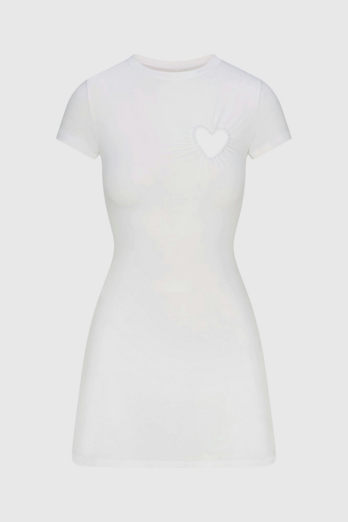 Shop  white dress - Perfect for special occasions | Shalita Heart Mini Dress - White