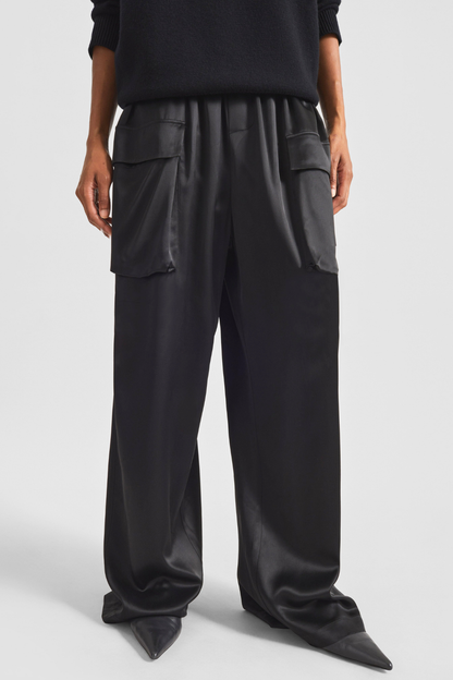 Solange Satin Short Trench - Black