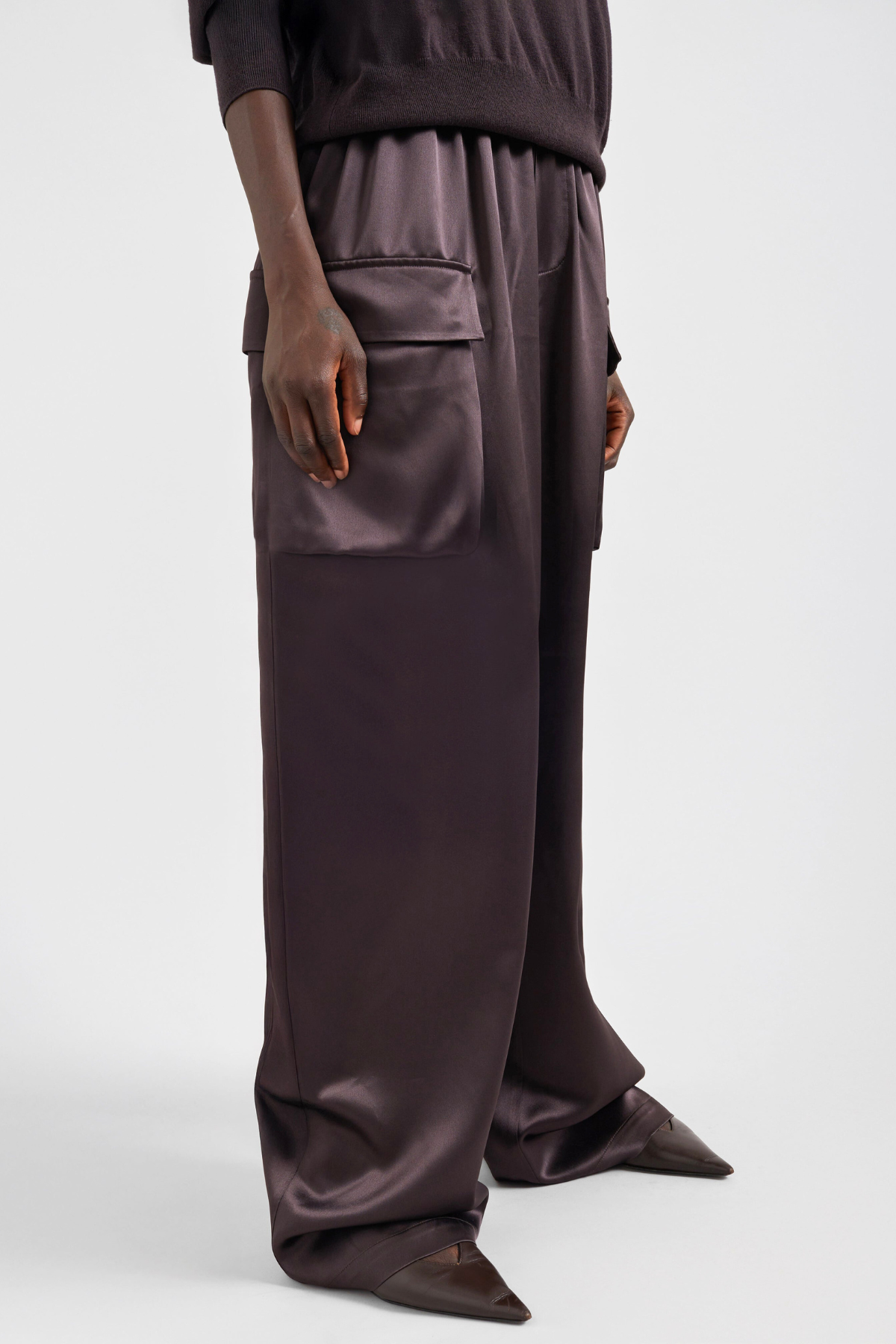Solange Satin Short Trench - Brown