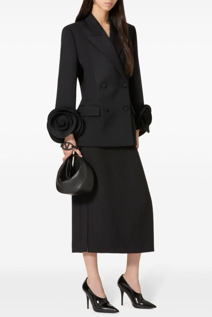 Stylish black dress | Sophia Rose Appliqué Blazer - Black - Ideal for special occasions