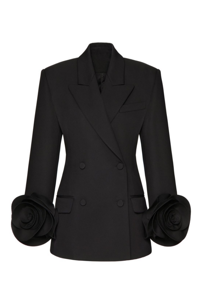 Sophia Rose Appliqué Blazer - Black - Stylish black dress for special occasions | Buy Online