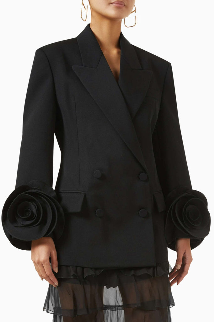 Sophia Rose Appliqué Blazer - Black - Stylish black dress for special occasions | Buy Online