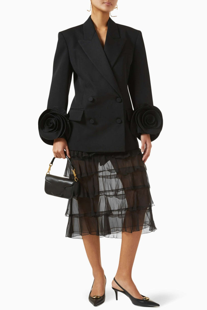 Sophia Rose Appliqué Blazer - Black - Stylish black dress for special occasions | Buy Online