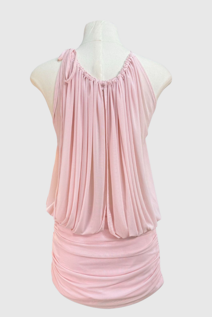 Shop  pink dress - Perfect for special occasions | Sophrona Halter Ruched Mini Dress - Pink