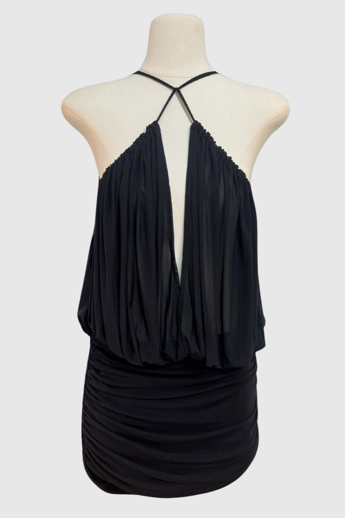 Stylish black dress | Sophrona Halter Ruched Mini Dress - Black - Ideal for special occasions