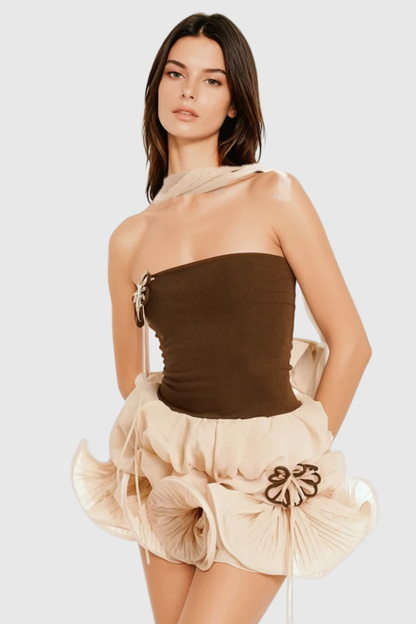 Sorrel Floral Strapless Ruffle Mini Dress
