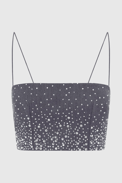 Stellao Crystal Embellished Midi Skirt