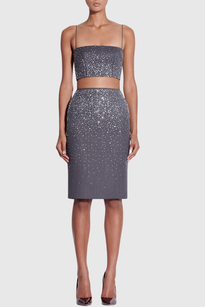 Stellao Crystal Embellished Midi Skirt