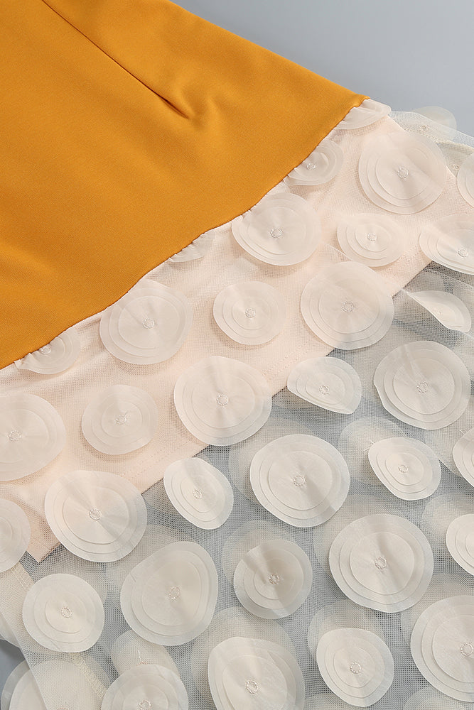 Stylish orange dress | Nodin Strapless Dot Mesh Maxi Dress in orange - Ideal for special occasions