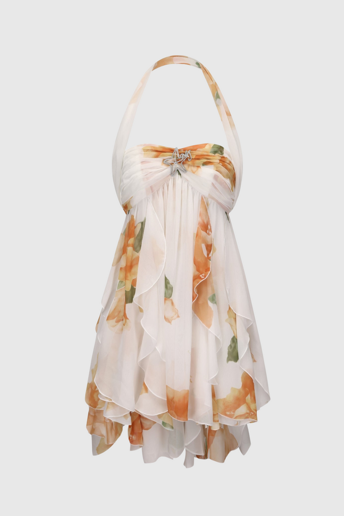 Stylish beautiful dress | Takala Floral Halter Backless Mini Dress - Ideal for special occasions