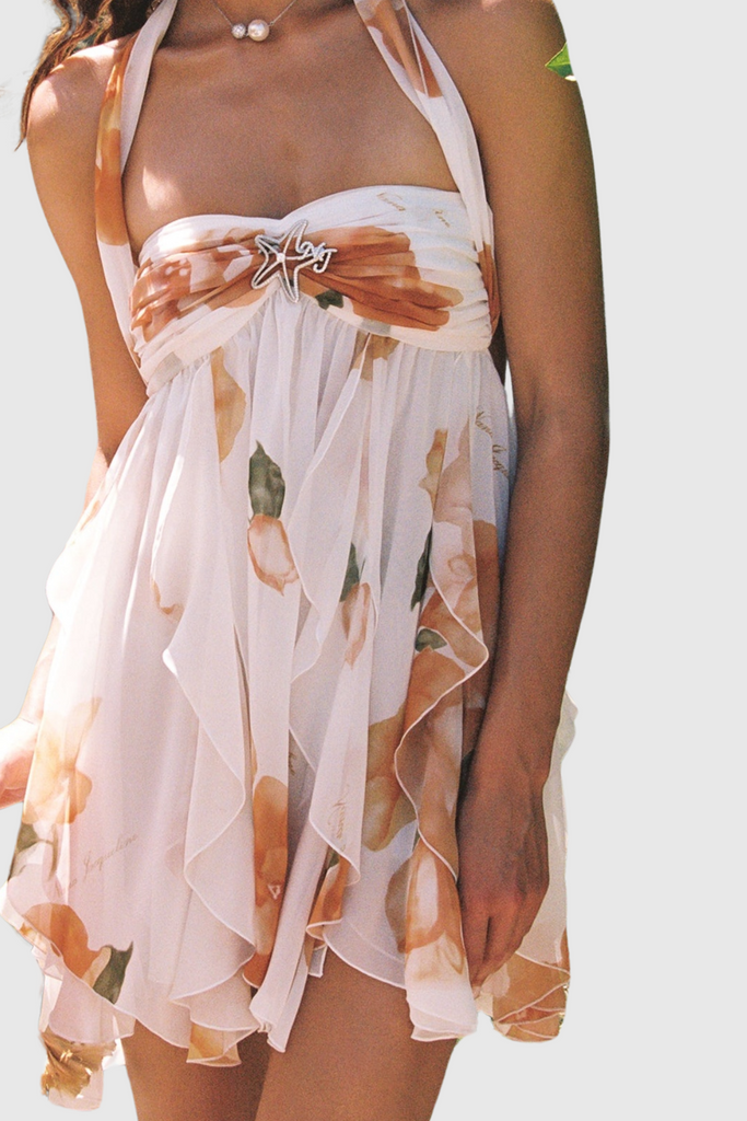 Stylish beautiful dress | Takala Floral Halter Backless Mini Dress - Ideal for special occasions