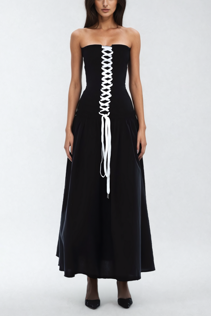 Shop  beautiful dress - Perfect for special occasions | Tamara Lace Up Strapless Maxi Dress
