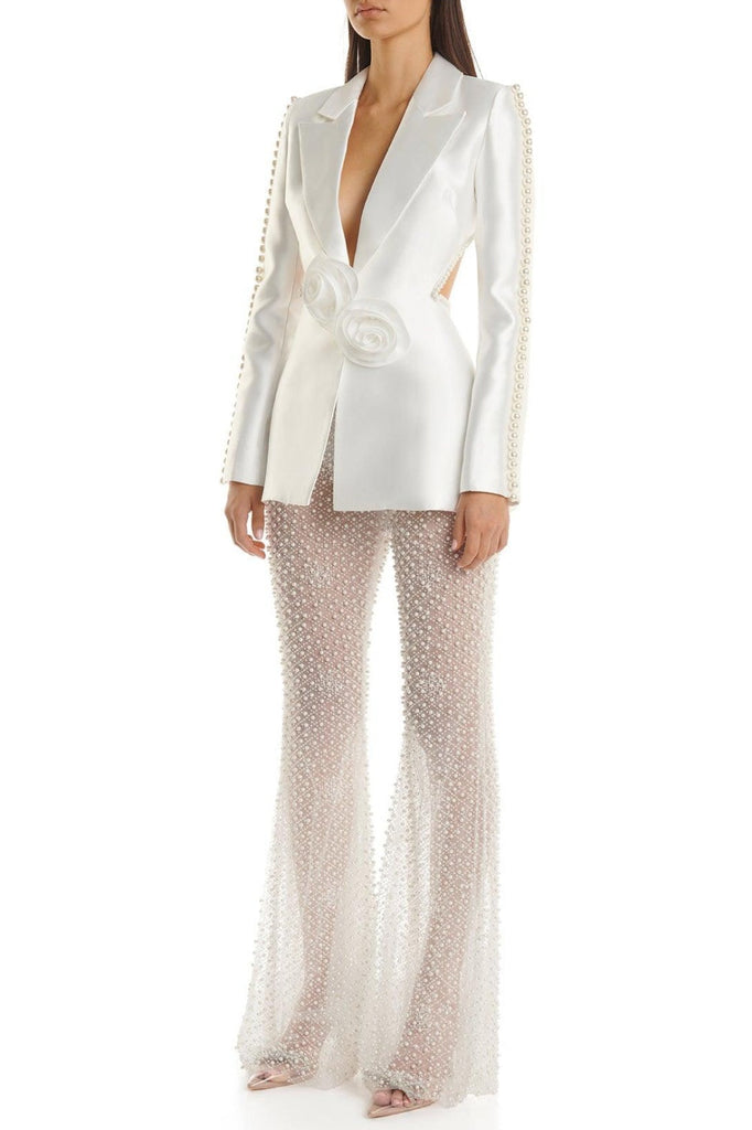 Shop  beautiful dress - Perfect for special occasions | Tanith Floral Pearl Backless Blazer Set