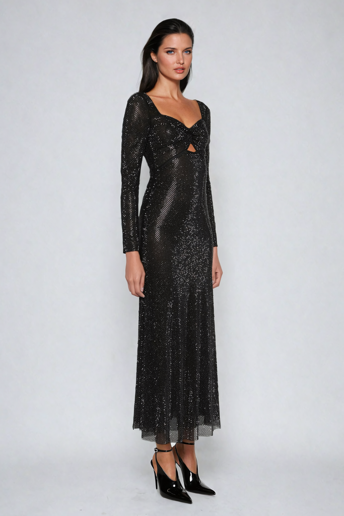 Tate Rhinestone Mesh Maxi Dress - Stylish beautiful dress for special occasions | Buy Online