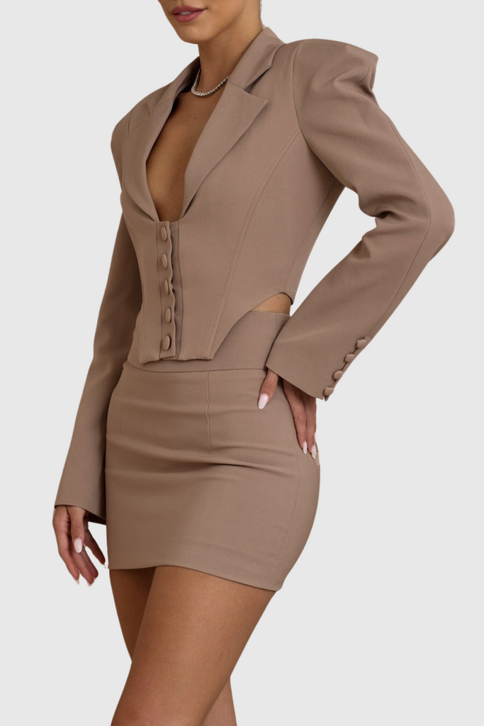 Stylish beautiful dress | Tavares Button Plunge Skirt Two Piece Set - Ideal for special occasions