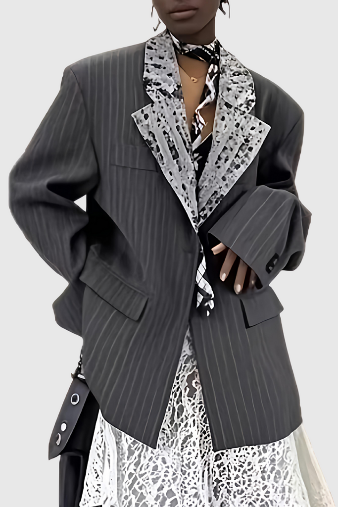 Stylish beautiful dress | Tavoria Grid Stripe Blazer - Ideal for special occasions
