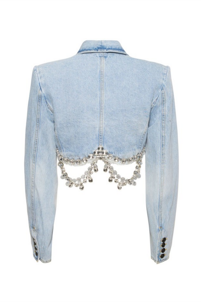 Stylish beautiful dress | Tiana Rhinestone Denim Blazer - Ideal for special occasions