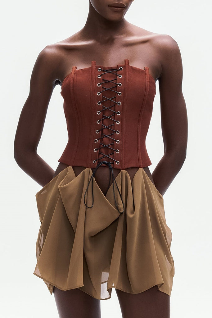 Stylish beautiful dress | Tizoc Strapless Corset Lace Up Mini Dress - Ideal for special occasions