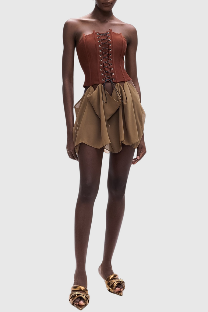 Stylish beautiful dress | Tizoc Strapless Corset Lace Up Mini Dress - Ideal for special occasions