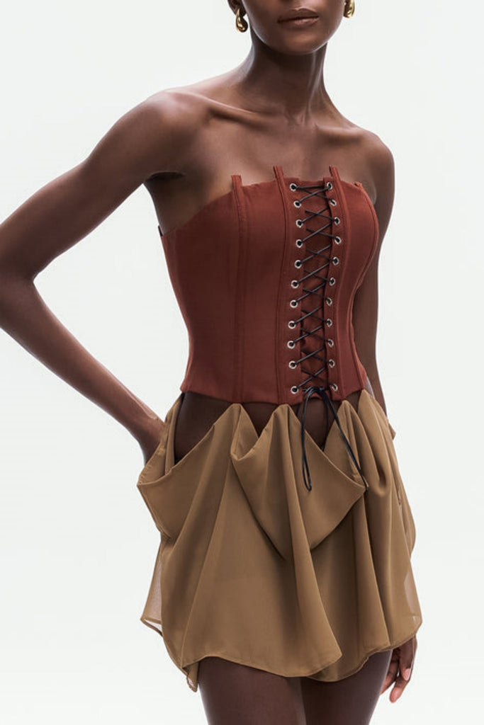Shop  beautiful dress - Perfect for special occasions | Tizoc Strapless Corset Lace Up Mini Dress
