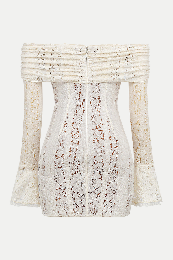 Tleta Lace Off Shoulder Mini Dress - White - Stylish white dress for special occasions | Buy Online