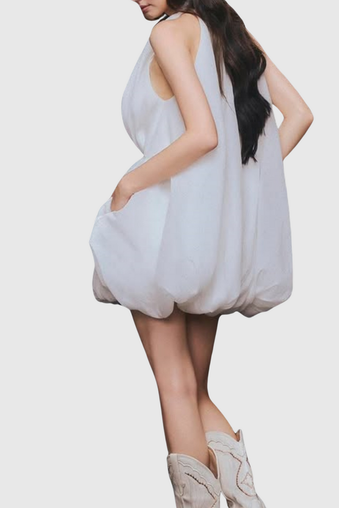 Stylish beautiful dress | Tlora Floral Applique Halter Puffy Mini Dress - Ideal for special occasions