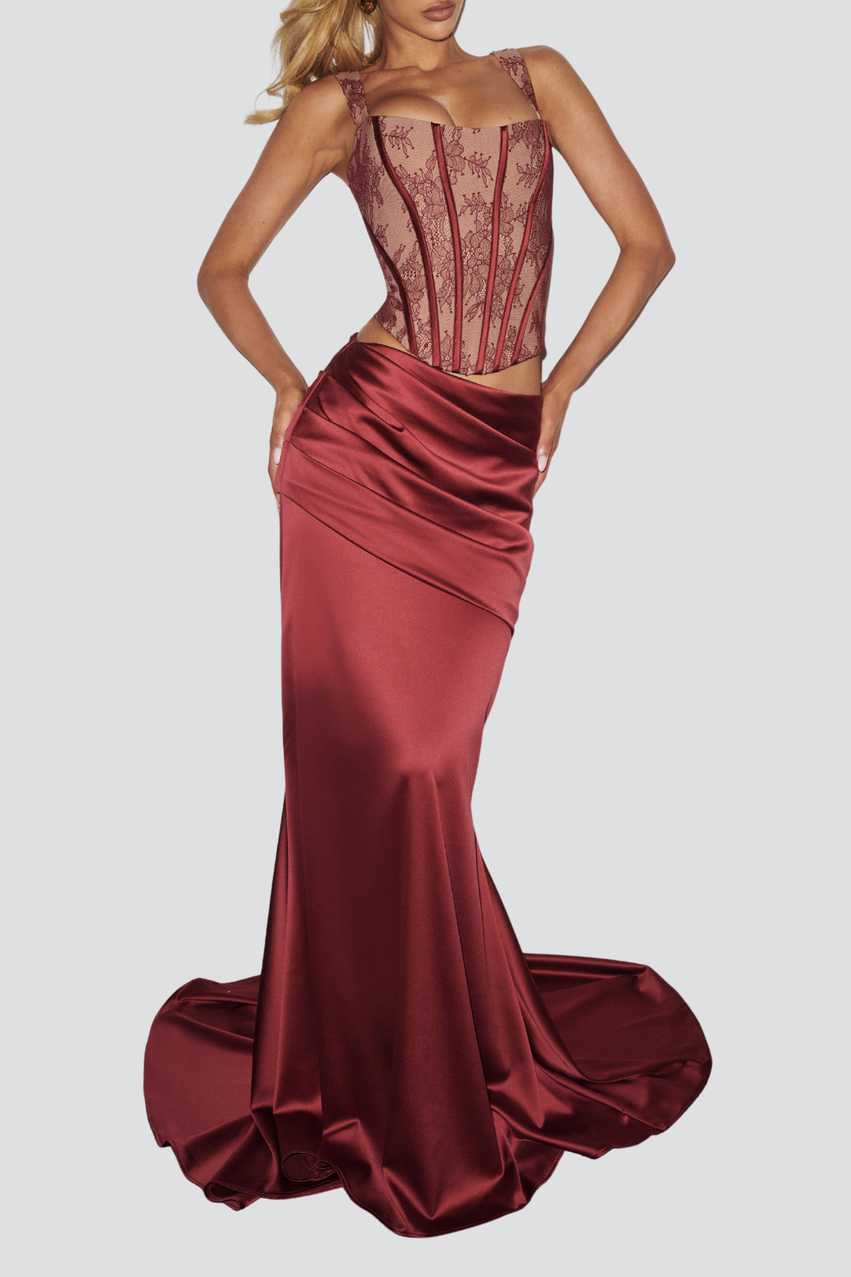 Tosca Lace Corset - Red