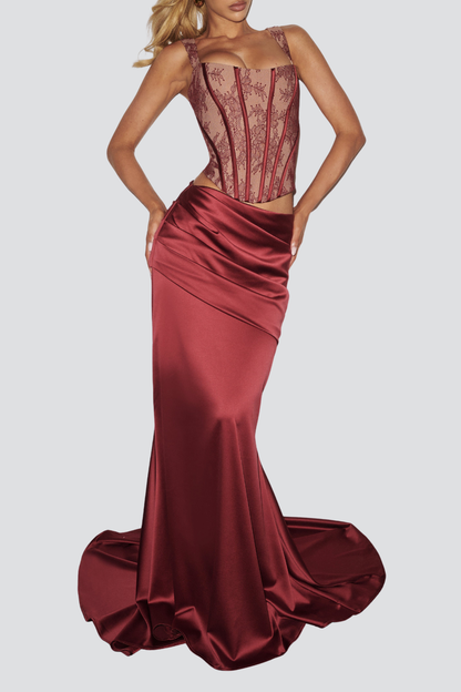 Tosca Lace Corset - Red
