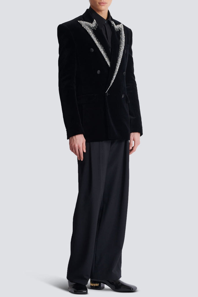 Trisha Velvet Crystal Embellished Blazer - Stylish beautiful dress for special occasions | Buy Online