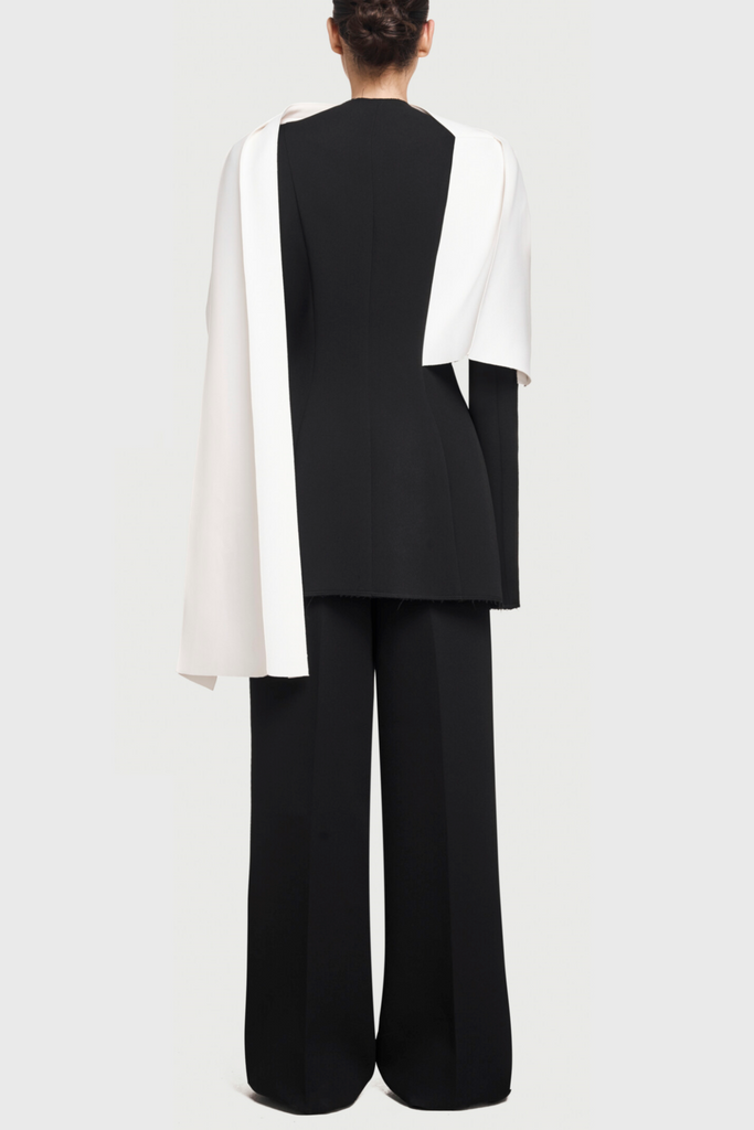 Stylish black dress | Tyanne Asymmetrical Shoulder Pleat Blazer Two Piece Set - Black - Ideal for special occasions