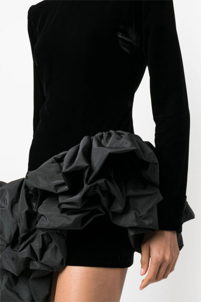 Shop  beautiful dress - Perfect for special occasions | Ursula Velvet Ruffle Long Sleeve Mini Dress