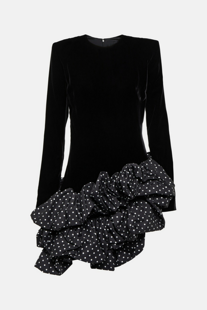 Stylish beautiful dress | Ursula Velvet Ruffle Dot Mini Dress - Ideal for special occasions