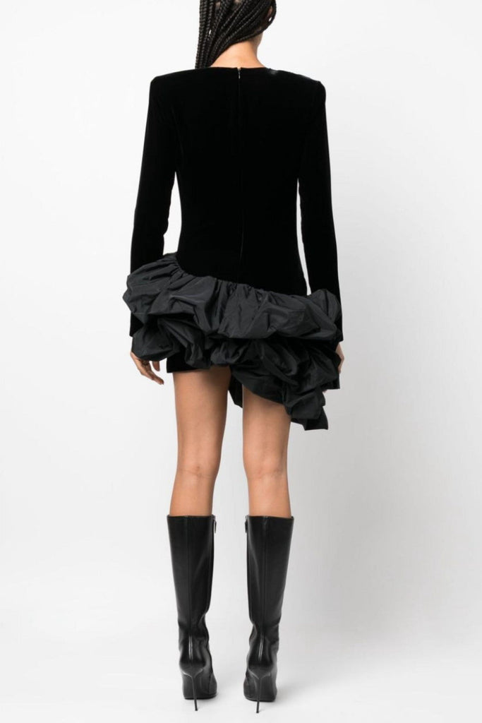 Stylish beautiful dress | Ursula Velvet Ruffle Long Sleeve Mini Dress - Ideal for special occasions